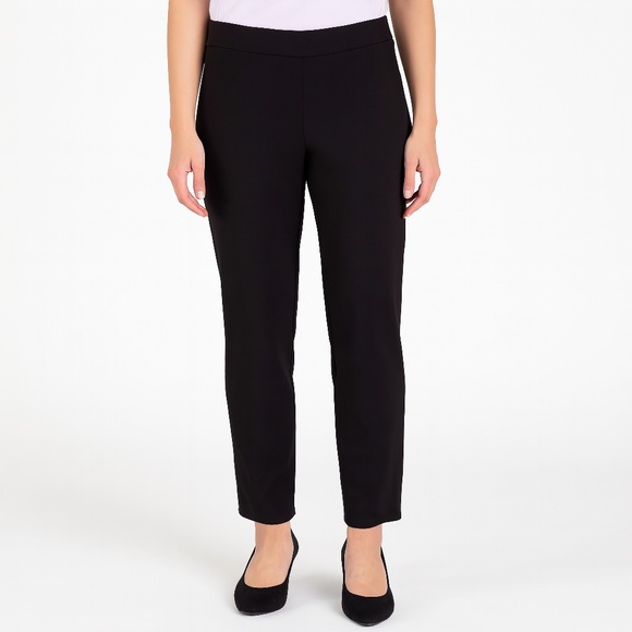 Susan Graver Black Slim Leg Ankle Pants Stretch High Waist Pull On Large - Picture 1 of 9